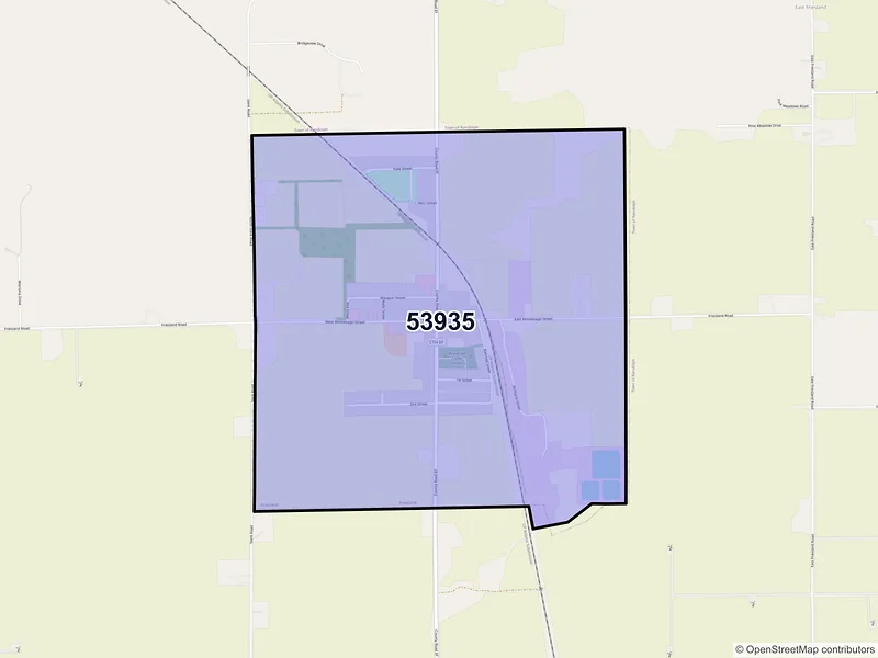 Map of Friesland, Wisconsin and ZIP codes
