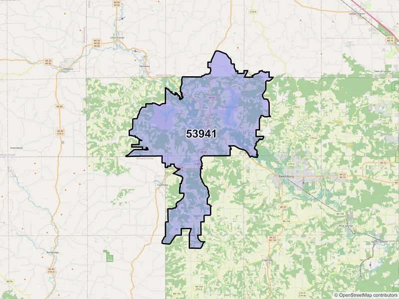 Map of ZIP Code 53941 — La Valle, WI