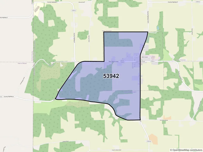 Map of Lime Ridge, Wisconsin and ZIP codes