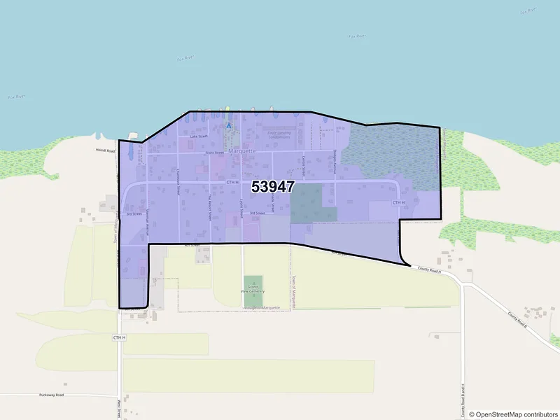 Map of Marquette, Wisconsin and ZIP codes