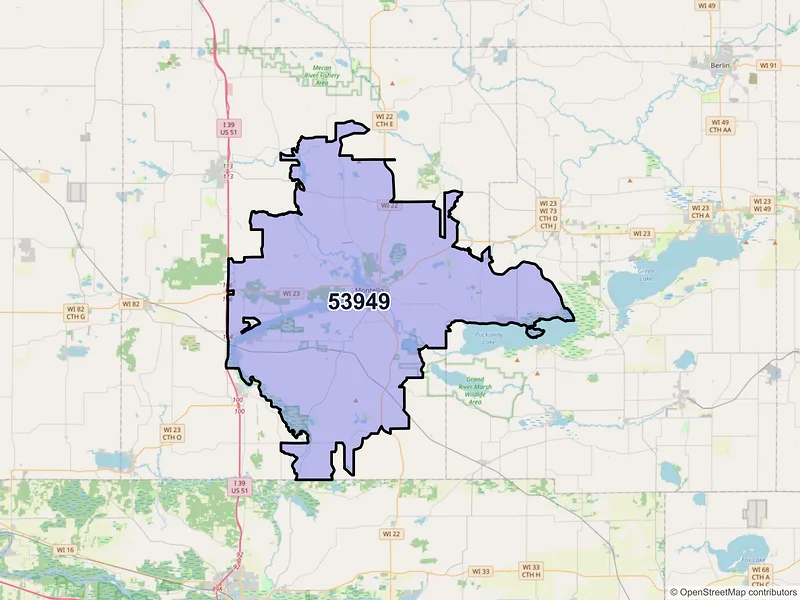 Map of ZIP Code 53949 — Montello, WI