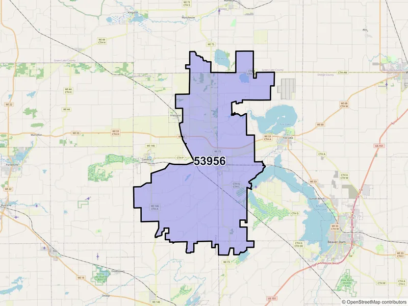 Map of ZIP Code 53956 — Randolph, WI