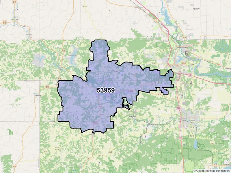 Map of ZIP Code 53959 — Reedsburg, WI