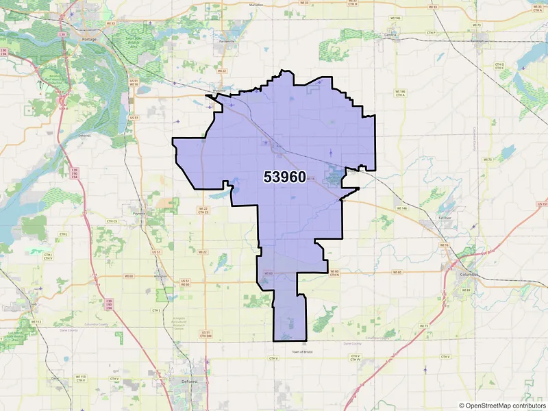 Map of ZIP Code 53960 — Rio, WI