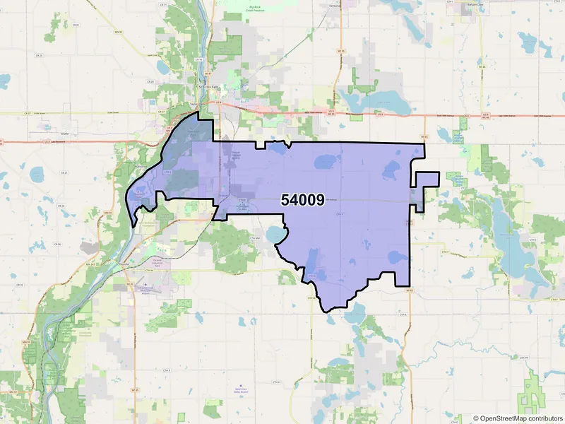 Map of ZIP Code 54009 — Dresser, WI