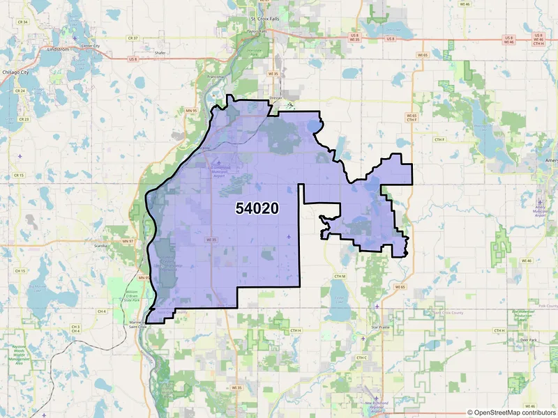 Map of ZIP Code 54020 — Osceola, WI