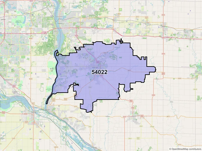 Map of ZIP Code 54022 — River Falls, WI