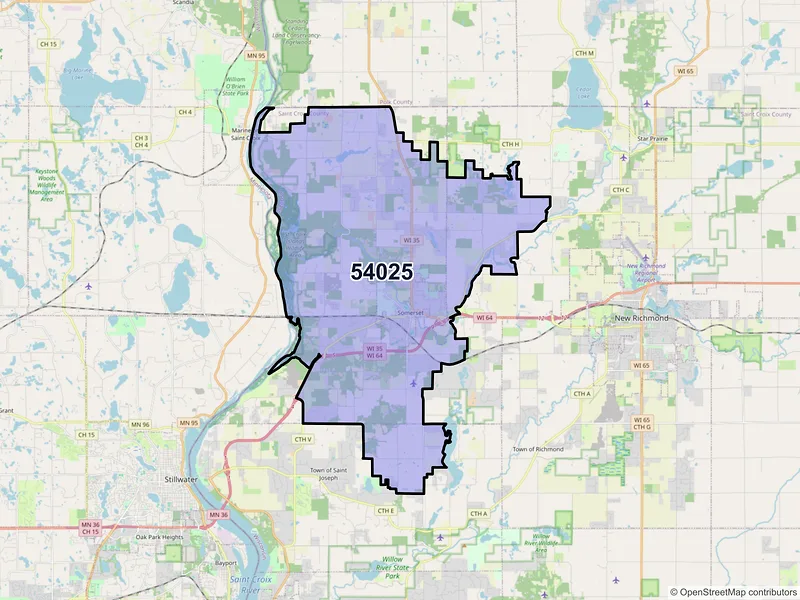 Map of ZIP Code 54025 — Somerset, WI