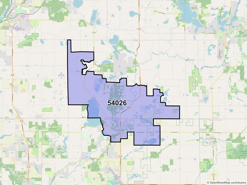 Map of ZIP Code 54026 — Star Prairie, WI