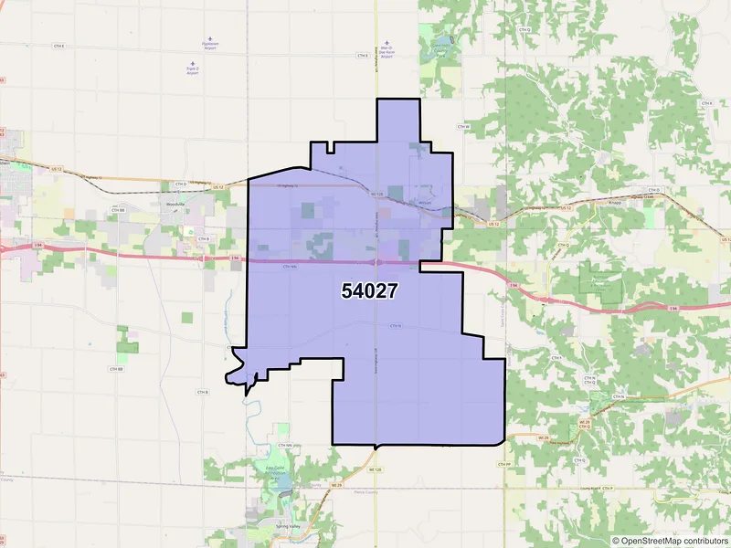 Map of ZIP Code 54027 — Wilson, WI