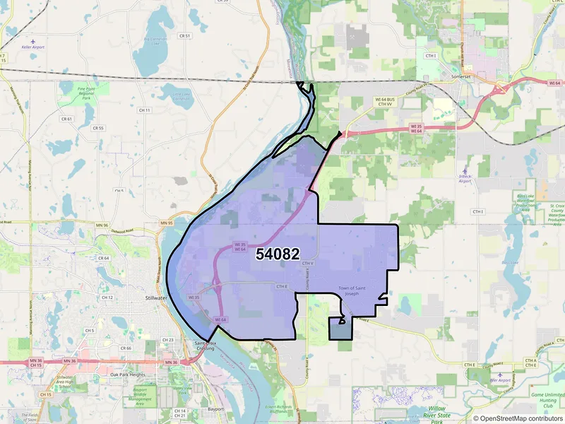 Map of Houlton, Wisconsin and ZIP codes
