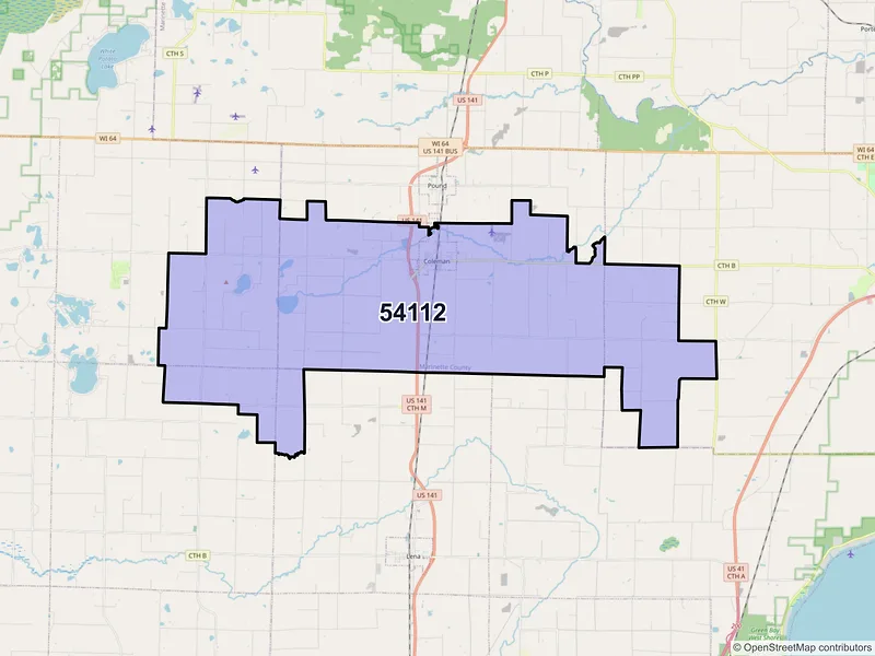 Map of Coleman, Wisconsin and ZIP codes