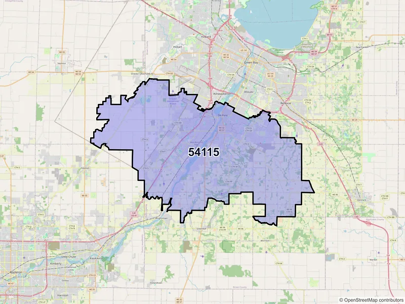 Map of ZIP Code 54115 — De Pere, WI