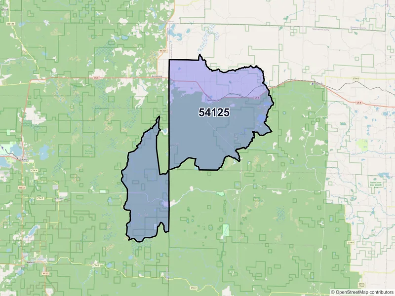 Map of Goodman, Wisconsin and ZIP codes