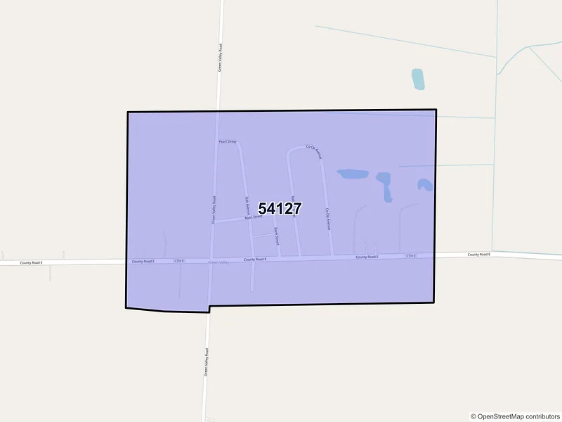 Map of ZIP Code 54127 — Green Valley, WI
