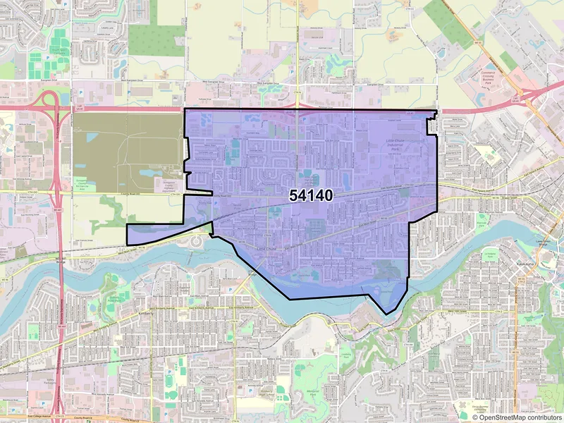 Map of ZIP Code 54140 — Little Chute, WI