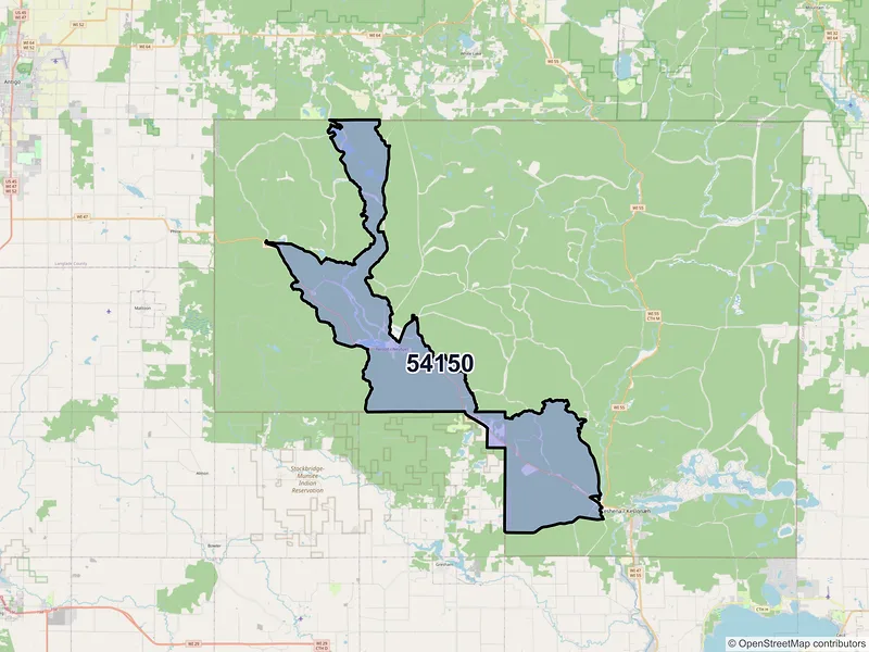 Map of Neopit, Wisconsin and ZIP codes