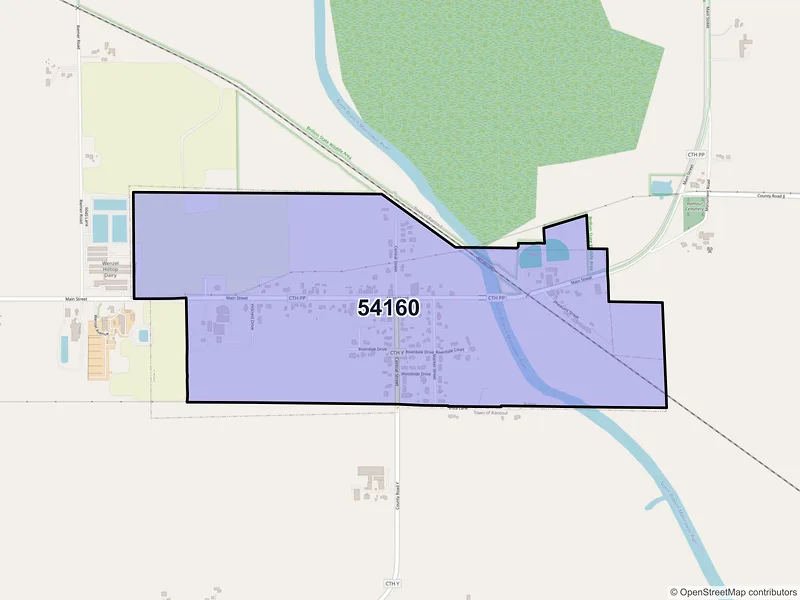 Map of Potter, Wisconsin and ZIP codes
