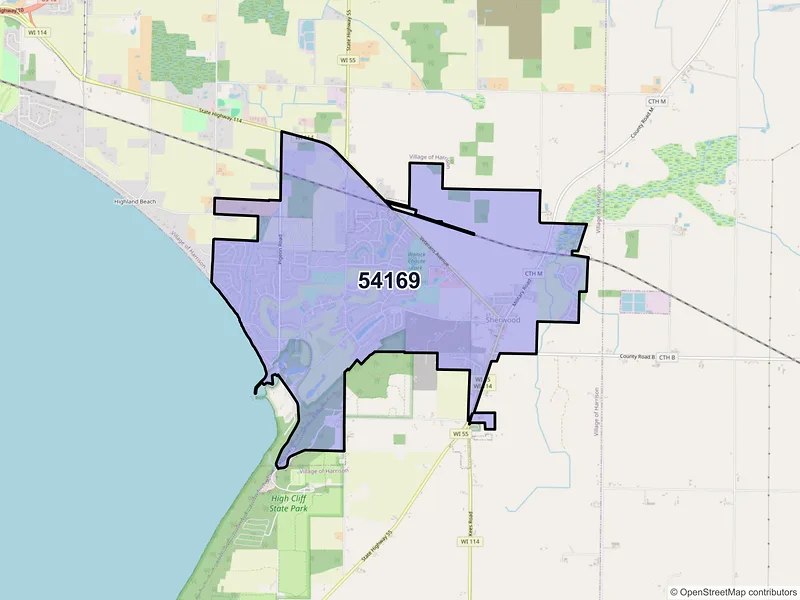 Map of Sherwood, Wisconsin and ZIP codes