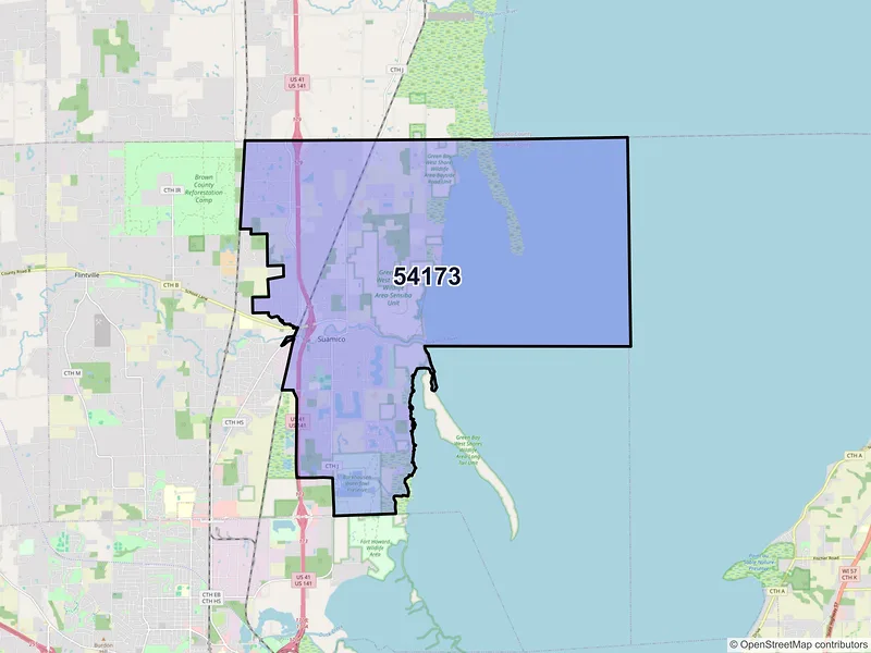 Map of ZIP Code 54173 — Suamico, WI