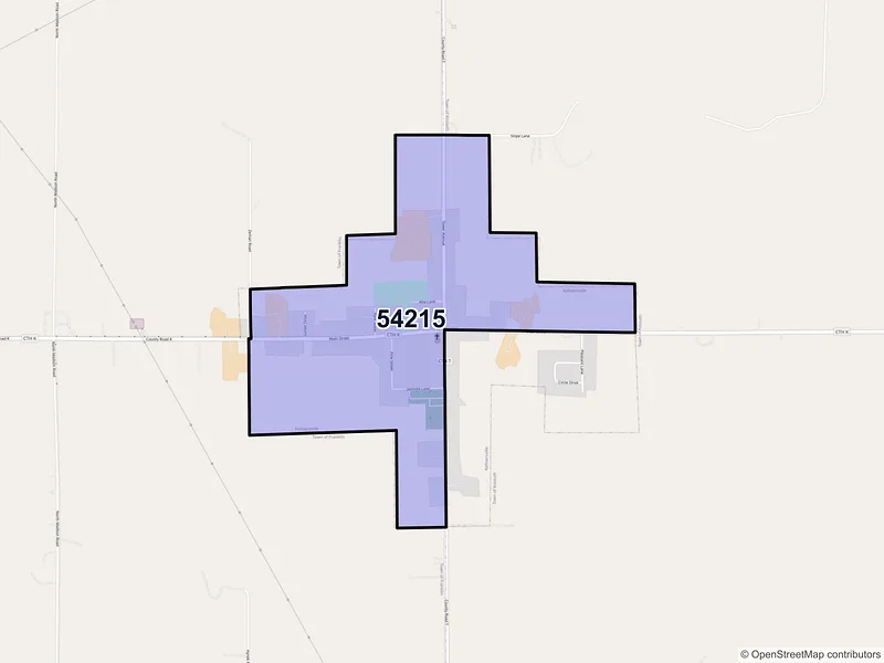 Map of Kellnersville, Wisconsin and ZIP codes