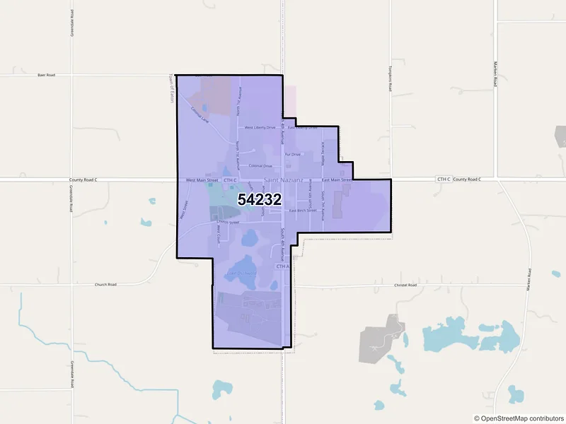 Map of Saint Nazianz, Wisconsin and ZIP codes