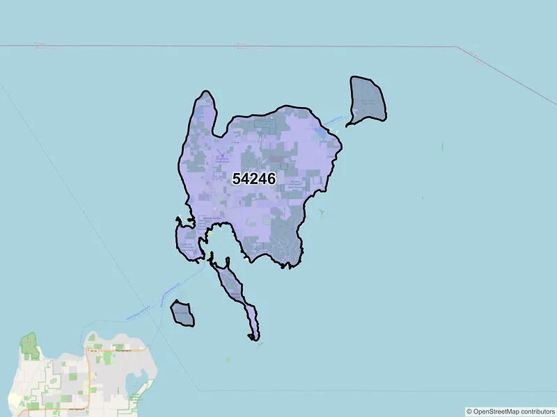 Map of ZIP Code 54246 — Washington Island, WI