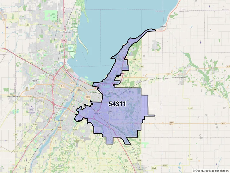 Map of ZIP Code 54311 — Green Bay, WI