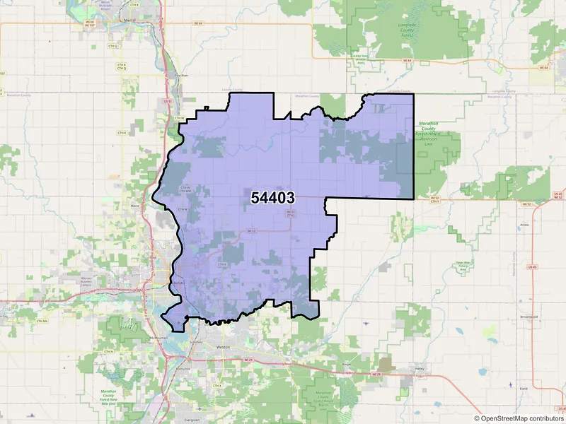 Map of ZIP Code 54403 — Wausau, WI