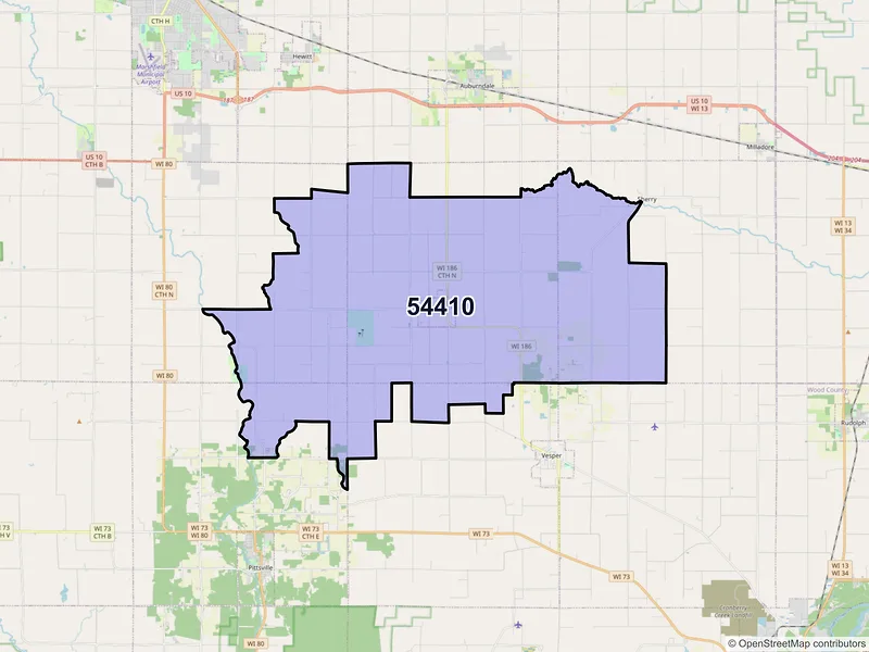 Map of ZIP Code 54410 — Arpin, WI