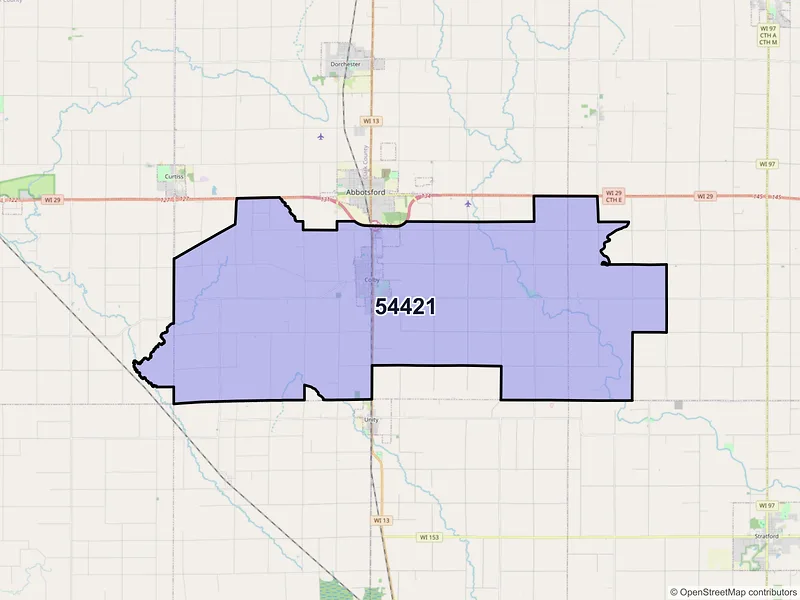 Map of ZIP Code 54421 — Colby, WI