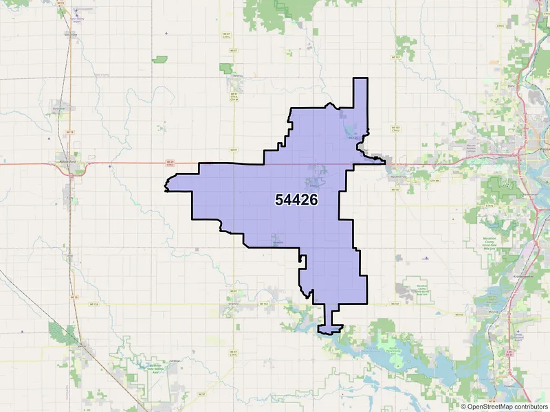Map of ZIP Code 54426 — Edgar, WI