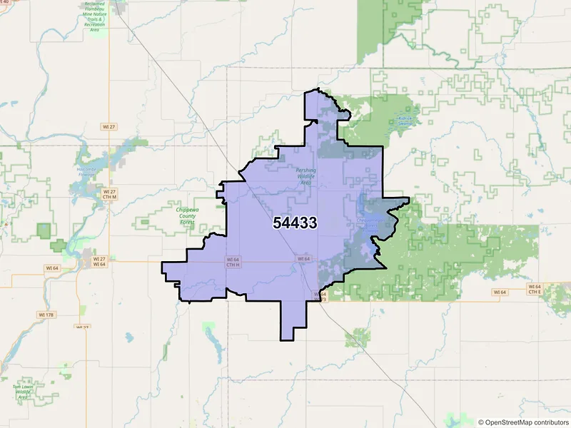 Map of ZIP Code 54433 — Gilman, WI
