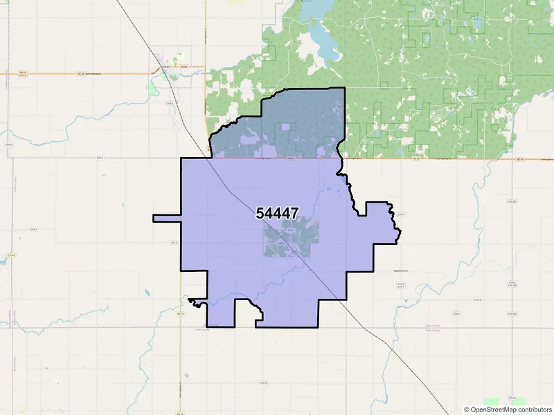 Map of Lublin, Wisconsin and ZIP codes