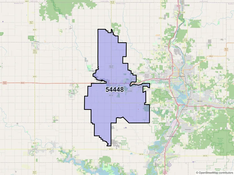 Map of ZIP Code 54448 — Marathon, WI