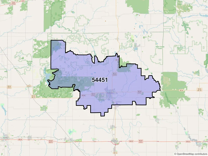 Map of ZIP Code 54451 — Medford, WI