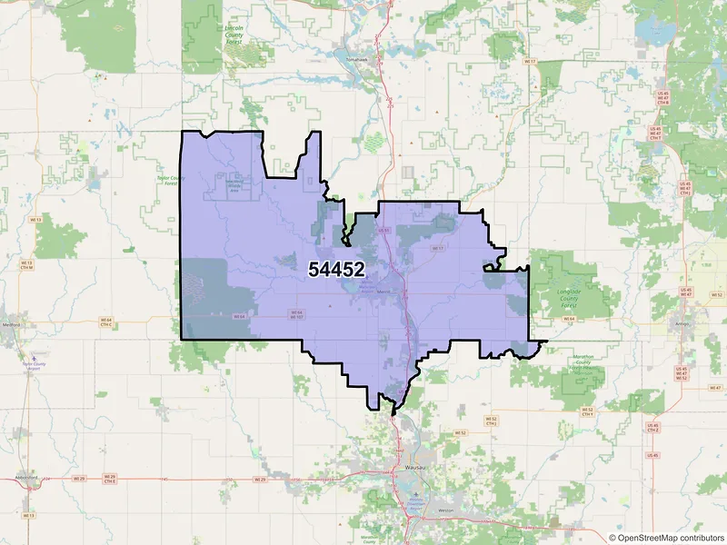 Map of ZIP Code 54452 — Merrill, WI