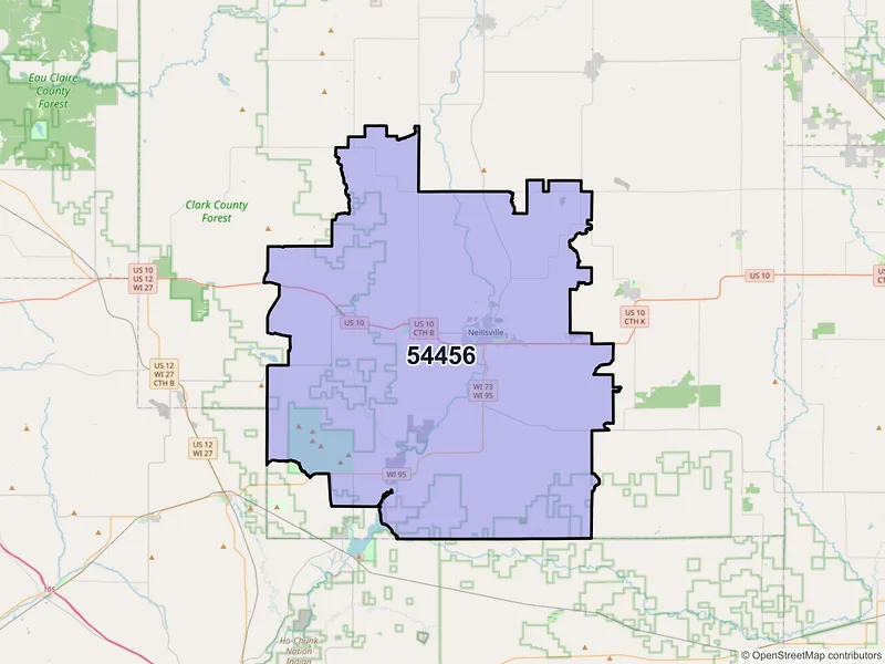 Map of ZIP Code 54456 — Neillsville, WI