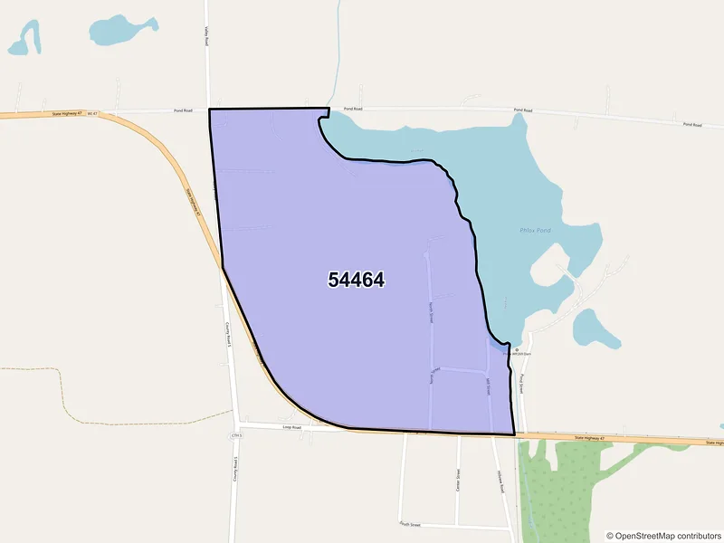 Map of Phlox, Wisconsin and ZIP codes
