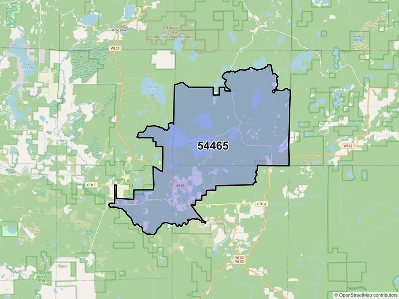 Map of Pickerel, Wisconsin and ZIP codes