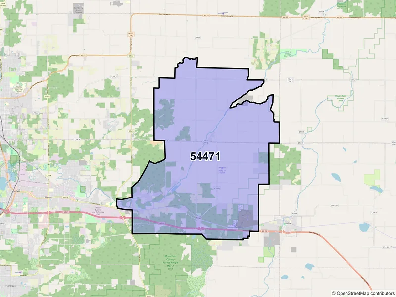 Map of Ringle, Wisconsin and ZIP codes