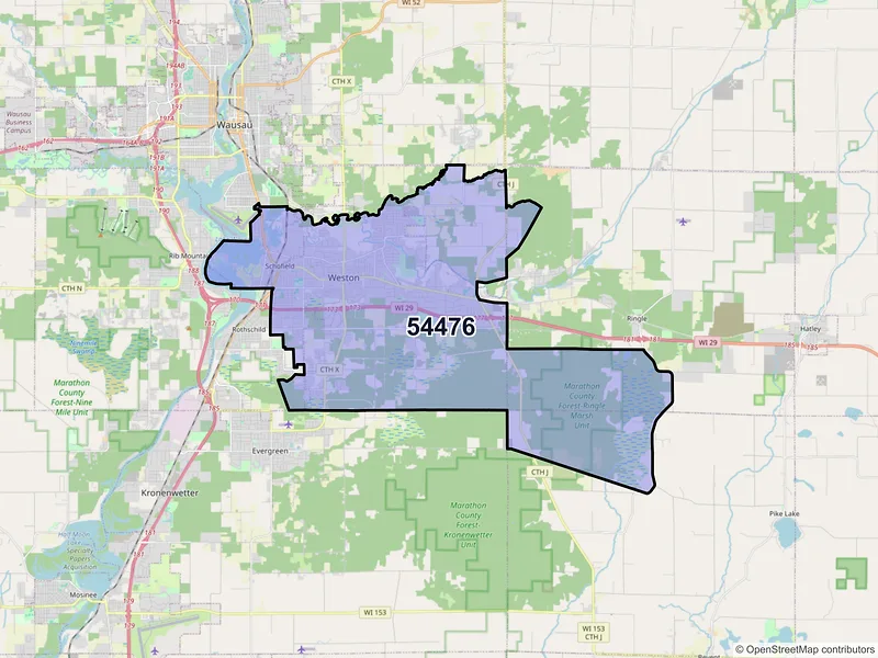 Map of Schofield, Wisconsin and ZIP codes