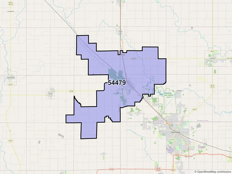 Map of ZIP Code 54479 — Spencer, WI