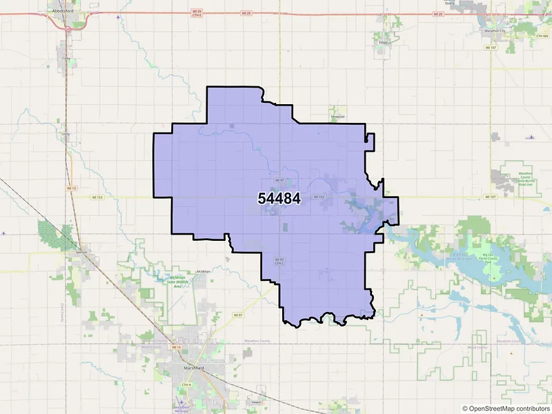 Map of ZIP Code 54484 — Stratford, WI