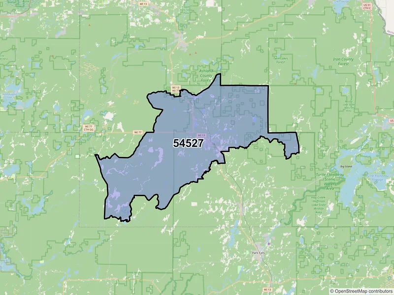 Map of Glidden, Wisconsin and ZIP codes