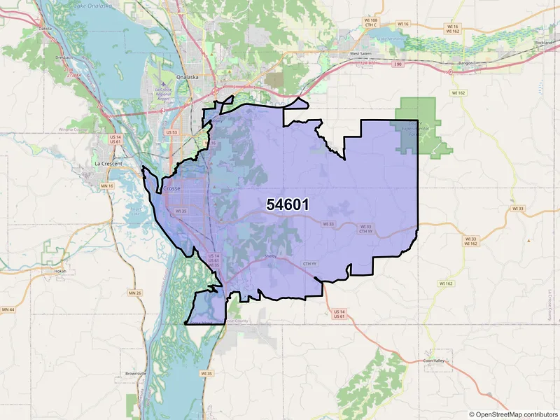 Map of ZIP Code 54601 — La Crosse, WI