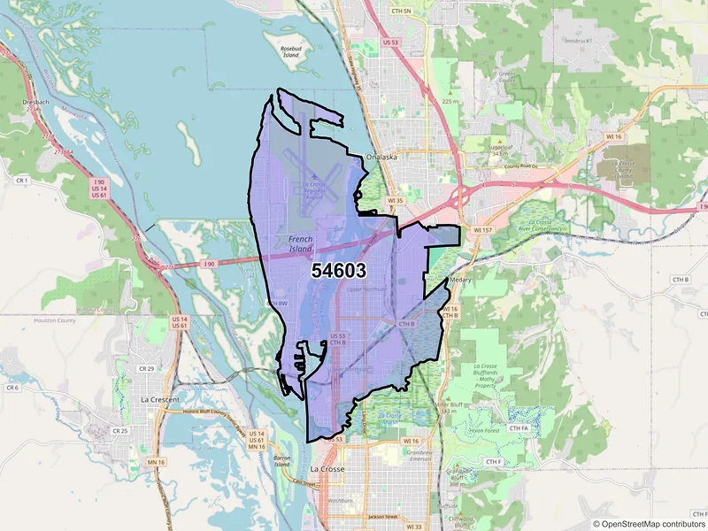 Map of ZIP Code 54603 — La Crosse, WI