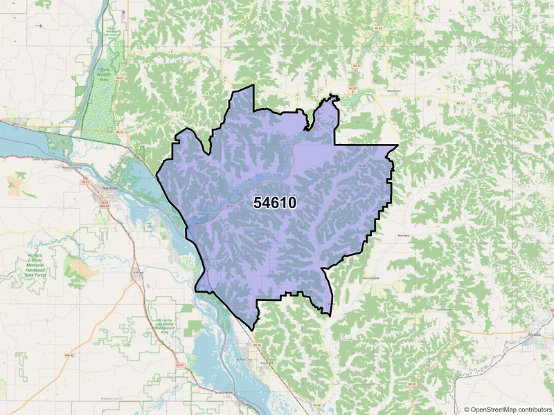 Map of ZIP Code 54610 — Alma, WI