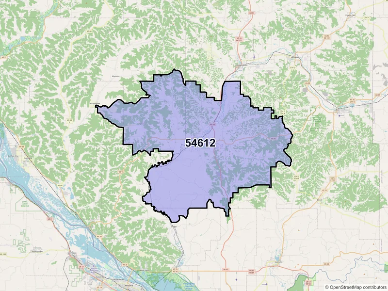 Map of ZIP Code 54612 — Arcadia, WI