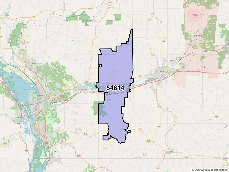 Map of ZIP Code 54614 — Bangor, WI